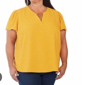 Hilary Radley Women's Pullover V-neck Blouse Tunic Short Sleeve XXL